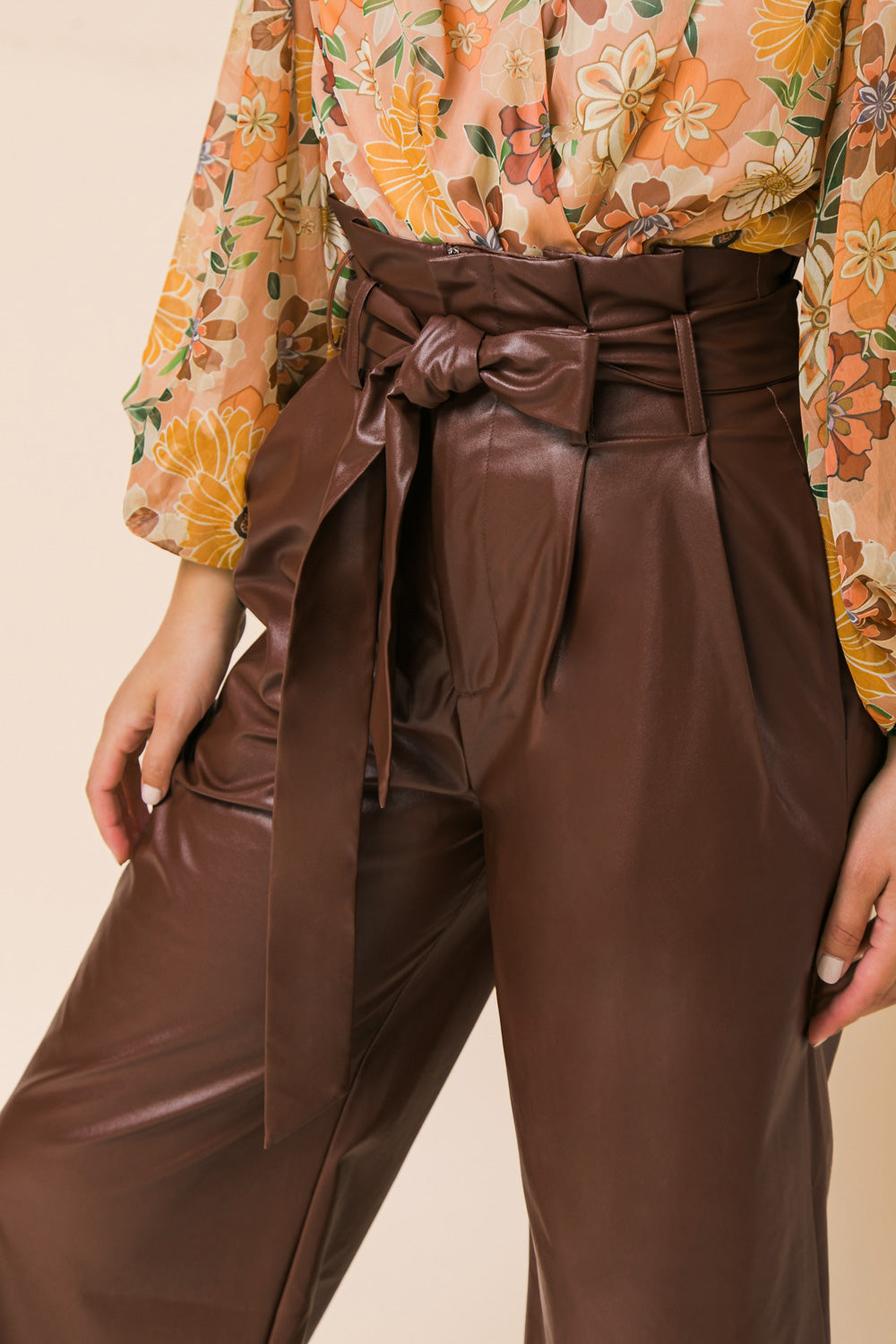 Shining Brilliance Leather Wide Leg Pants