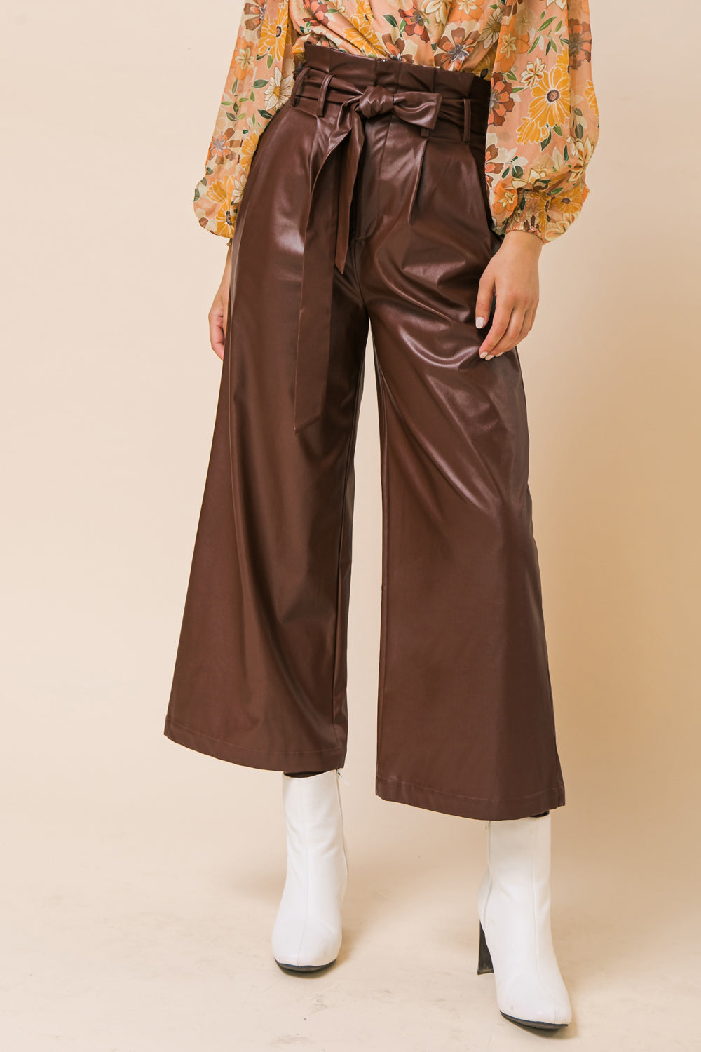 Shining Brilliance Leather Wide Leg Pants