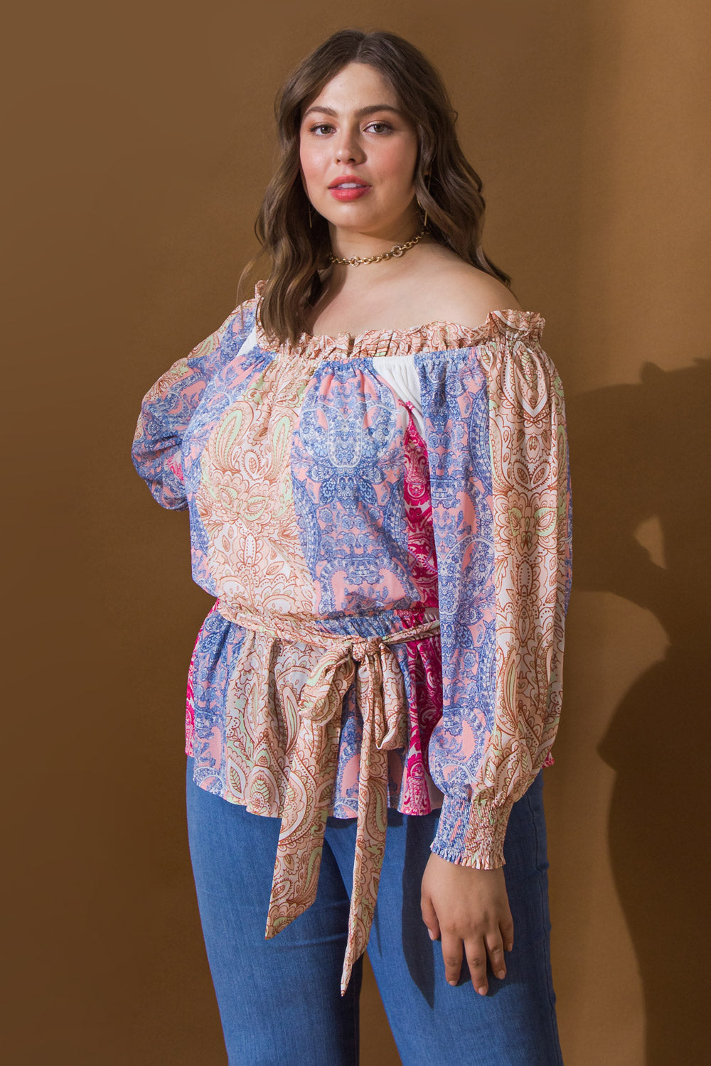 Evening Gala Woven Off Shoulder Top