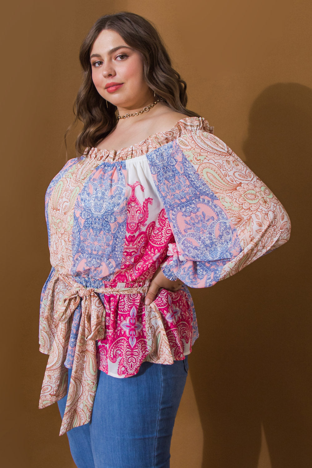 Evening Gala Woven Off Shoulder Top